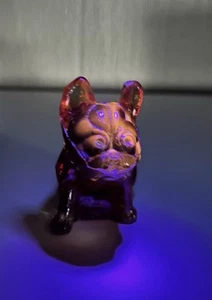 FENTON GLASS RUBY RED AMBERINA CADMIUM GLOW SITTING Bulldog Figure HTF - Picture 1 of 9