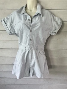 Mameluco Zara Algodón Denim Plateado Hilo Brillante Gris Claro Talla Pequeña - Imagen 1 de 7