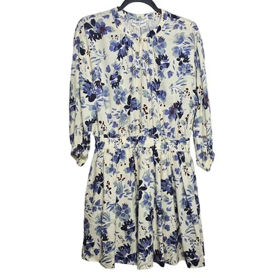 Apiece Apart Mona Long Sleeve Mini Dress Size Medium Painterly Floral Wedding - Image 1 of 4