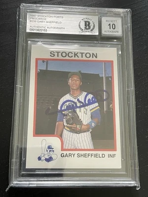 Gary Sheffield Signed 1987 ProCards Minor League BECKETT AUTO 10 BAS Pre-RC - Image 1 of 2