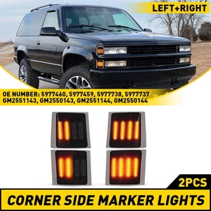 LED Smoke Corner Side Marker Light For 1994-1999 Chevy C/K 1500 2500 3500 Pickup - Picture 1 of 11