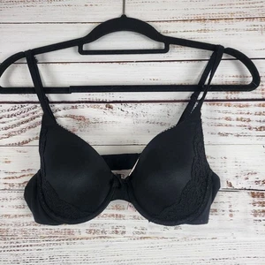 Victoria's Secret Lined Perfect Coverage Bra 34C Womens Black With Lace Underwir - Picture 1 of 9