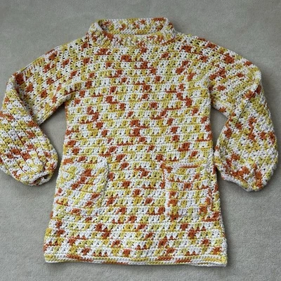 Suéter de ganchillo hecho a mano talla pequeña manga multi globo casero Foto 1 de 4