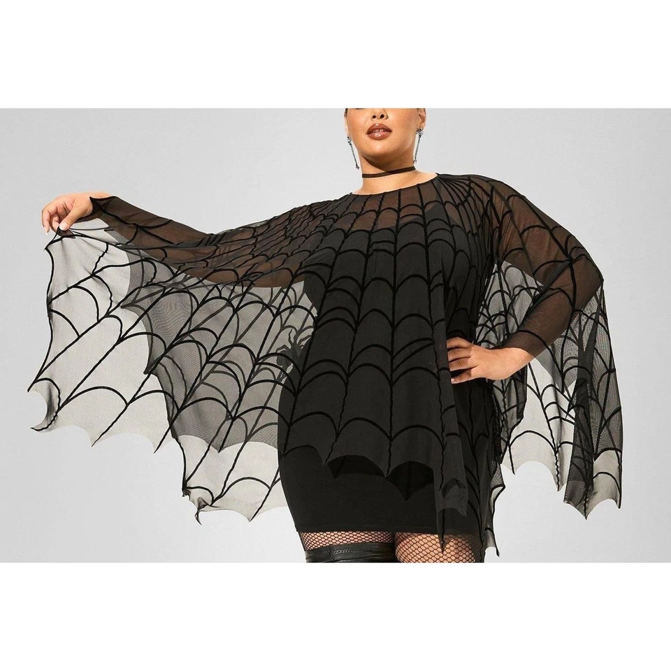 Poncho Punk Torrid Plus Size 00/0 Halloween Teia de Aranha Cosplay Fantasia de Aranha Novo - Imagem 1 de 4