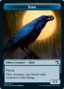 Spirit (002) / Bird (003) Token x1 1x FOIL Innistrad: Midnight Hunt NM MTG - Picture 1 of 2