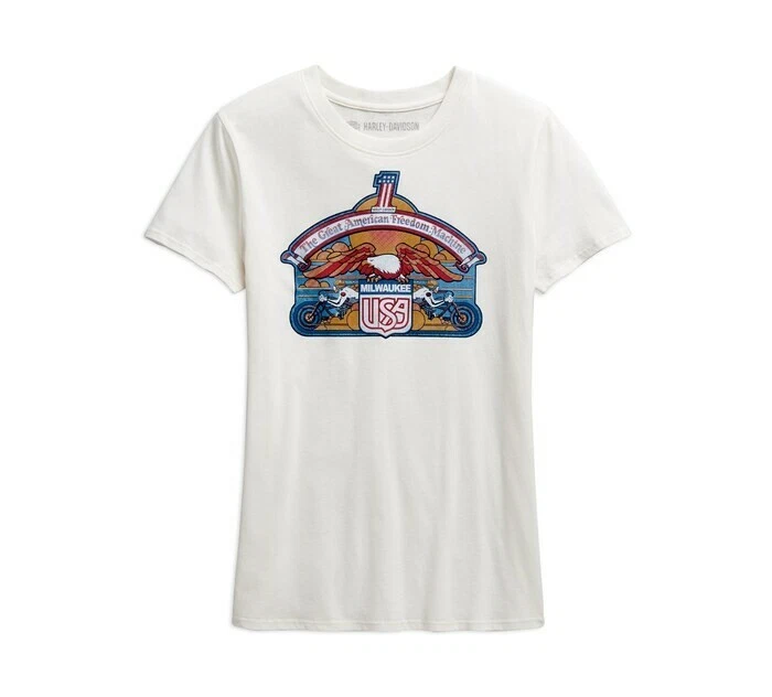 Harley Davidson Women's Vintage Freedom Machine Eagle Logo Tee T-shirt 2xl