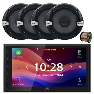 JVC KW-M695BW WiFi Bluetooth Stereo Receiver, 4x 6.5" 300W Car Speakers w/Wire - Picture 1 of 8