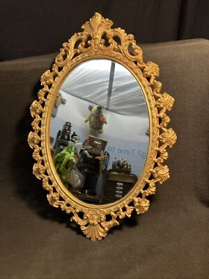Espejo, Acabado Dorado Sobre Aleación.Vintage Buen Estado.H 34cms. Bonito artículo. Foto 1 de 4