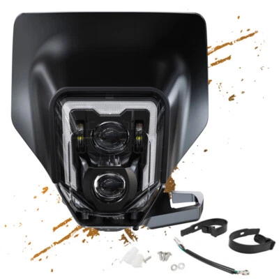 DRL LED Headlight+Black Bezel For Husqvarna TE FE TC FC TX 125 250 300 350 701 - Image 1 of 4