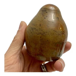 Studio Art Glazed Pottery Free Form Unique Paperweight Signed Neutral Color - Picture 1 of 9