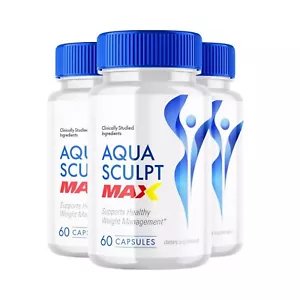 3-Pack Aqua Sculpt Max Weight Loss Support, AquaSculpt Max Strength 180 Capsules - Picture 1 of 5