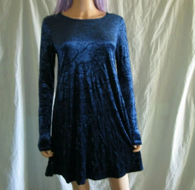 Vestido Babydoll CONTEMPO CASUALS Vintage Años 90 Azul Terciopelo Aplastado Gótico Grunge XS S Foto 1 de 4
