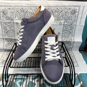 Allen Edmonds Courtside Steel Blue Suede Leather Sneakers Mens Shoes Sz 8 Wide - Picture 1 of 10