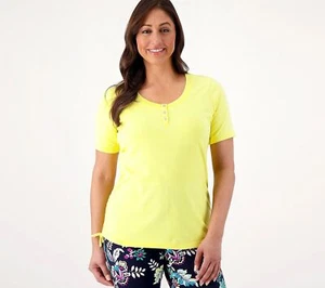 Sport Savvy Size XS Jersey Short Sleeve Henley w/ Side Detail YELLOW A594388 - Picture 1 of 4