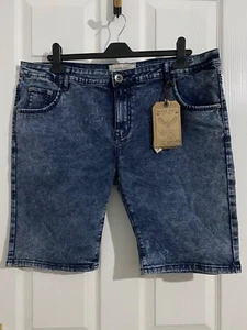 BRAVE SOUL Shorts Womens Size Large Denim BNWT Blue Waist 38 Cotton New - Picture 1 of 9