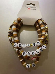 San Diego Padres Women's 4-Piece Bracelet Set - SD Padres -Baseball Charm - Picture 1 of 2