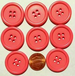 8 Large Shiny Pink Plastic Sew-through Coat Buttons 1" 25.7mm 9966 - Picture 1 of 1