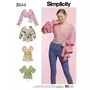 SIMPLICITY 8644 MISSES WRAP TOP Sewing Pattern Size 16 - 24 Skill: AVERAGE - Picture 1 of 3
