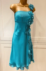 Debut Debenhams UK 10 Occassion Aqua Chiffon Floral Embellished Short Dress - Picture 1 of 8