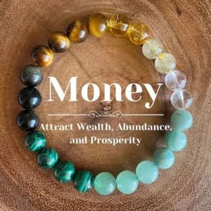 Pulsera Piedra Natural Atraer Buen Dinero Suerte Salud Malaquita Verde Ojo de Tigre - Imagen 1 de 26