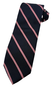 Brooks Brothers Necktie REPP 100% Silk Luxury Navy Blue Pink Striped Designer EU - Picture 1 of 7