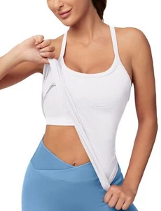 Workout Tank Tops with Built-In Bra Racerback Yoga Shirts Sleeveless Gym Tops - Picture 1 of 7