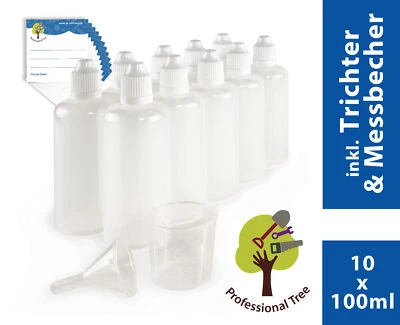 ProfessionalTree Tropfflaschen 10 x 100ml mit Trichter - Liquidflaschen Dropper