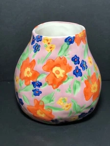 ANTHROPOLOGIE Leah Reena Goren 5" Hand Painted Floral Pink Motif Marcella Vase - Picture 1 of 6