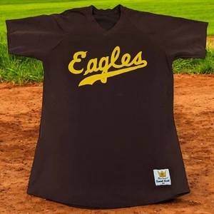 Vintage Sand-Knit MacGregor Eagles Brown Yellow # 10 Pro Cut Jersey Size M - Picture 1 of 9