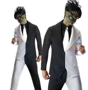 Costume adulto DUE FACCE Batman cattivo vestito fantasia uomo horror halloween volti - Foto 1 di 2