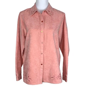 Relativity Womens Size M Top Shirt Blouse Embroidered Button Front Long Sleeve - Picture 1 of 13