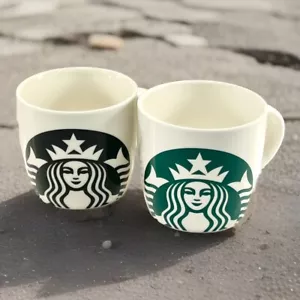 2er Set Starbucks Kaffee Teesuppe Becher Tasse 2017 weiß mit grün & schwarz Meerjungfrau - Bild 1 von 10