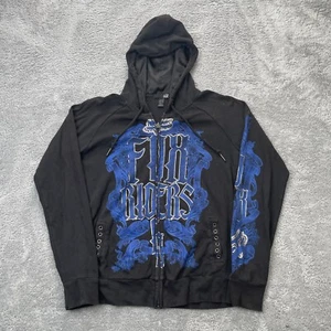 Felpa con cappuccio vintage Fox Racing donna extra large nera AOP y2K grunge anni 90 motocross - Foto 1 di 9
