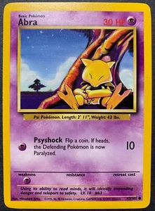 Pokemon Base Set WOTC Común - Abra 43/102 - Casi Como Nuevo/Como Nuevo - Imagen 1 de 1