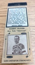 1935/36 DIAMOND TAN TYPE 2 HARRY OLIVER NEW YORK AMERICANS MATCHBOOK Cover