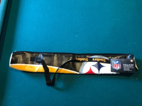NWT NFL Pittsburgh Steelers Can Cooler Insulated Canshaft Beer Soda Holds 6 Cans Cover