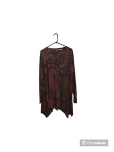 Weiche Umrandung Tunika Top 2x braun Paisley Boho Whimsigoth Fee Grunge Hippie - Bild 1 von 10