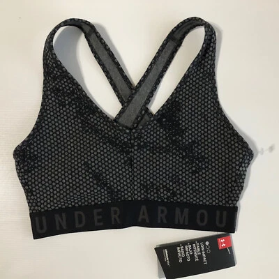 Under Armour Women's Crossback Polka Dots All Over BlaCk/gray Bra NWT Sz S - Image 1 of 4