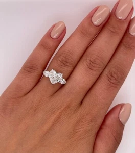 Heart Shape 1.30 Carat Diamond Ring IGI GIA Certified Lab Created 14k White Gold - Picture 1 of 7