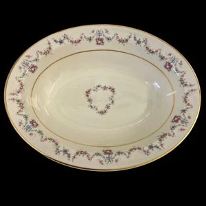 Vintage Syracuse China Oval Serving Bowl Arcadia 10" Cream Pink Floral USA - Picture 1 of 9