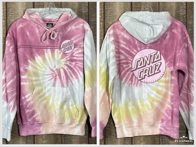 Santa Cruz Hoodie Pink Cotton Candy Tie Dye Swirl Sweatshirt Sz Small - Image 1 of 4