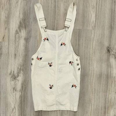 Forever 21 Blanco Floral Denim Mono Vestido 100% Algodón Pantalones Cortos Falda Talla M Foto 1 de 4