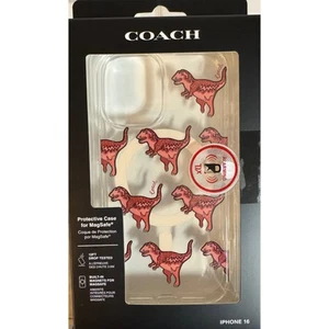 COACH iPhone 16 Protective Case MagSafe Rexy Dinosaur Print 12ft Drop Tested - Picture 1 of 1