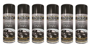 6 x 400ml Black Satin Spray Paint Aerosol Can Auto Extreme Metal Wood Non Crack - Picture 1 of 1