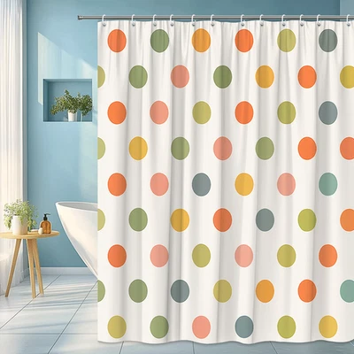 多彩波点浴帘儿童浴室装饰 — 第 1/4 张图片