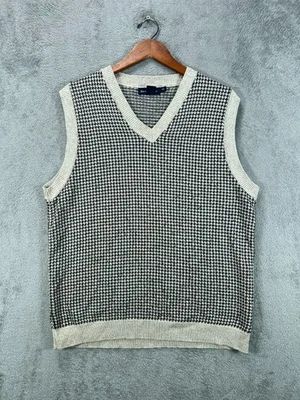 Vintage Payne Stewart Mens Medium Golf Sweater Vest Tan Houndstooth  V Neck Vest - Image 1 of 4