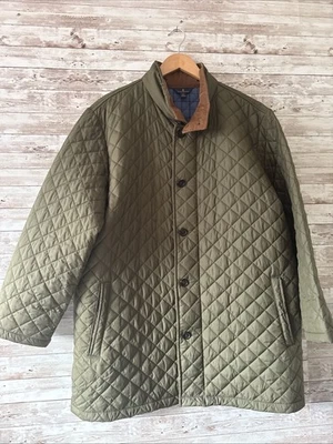 Brooks Brothers Men’s XL Winter Coat Diamond Quilted Jacket Green Casual Parka - Image 1 of 4