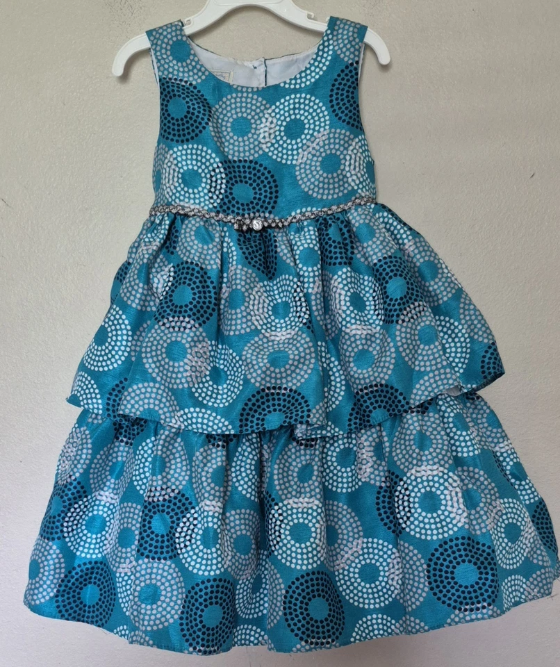 Vestido tutú forrado Marmellata para niñas talla 5 verde azulado lazo hasta la rodilla sin mangas nuevo sin etiquetas  Foto 1 de 4