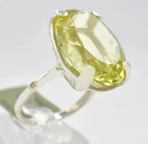 GENUINE 16.28 Cts PERIDOT & DIAMOND RING .925 Sterling Silver - Made in USA - Picture 1 of 6