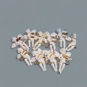 Vintage Musical CherabPlastic White , Gold 3.5" Harp Flute Lye, Violin 10 Pcs - Picture 1 of 5